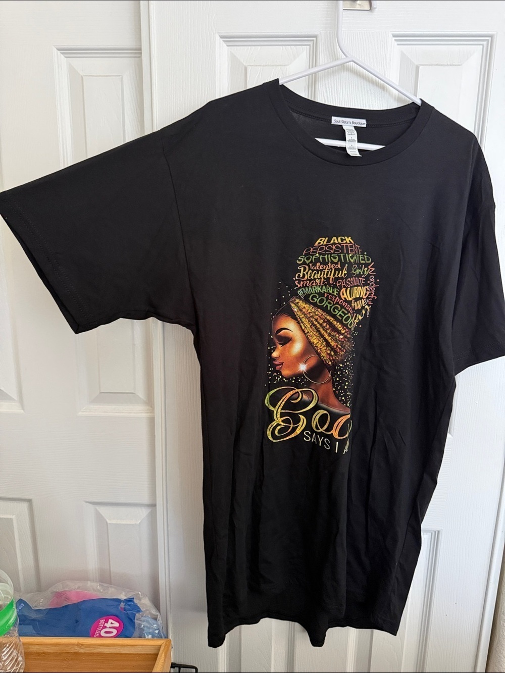 "God Says I Am" Black Graphic Women's Tee - Picture 5 of 6